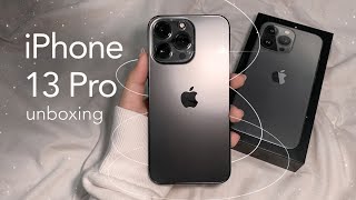 ☁️iPhone 13 Pro Graphite aesthetic unboxing  accessories 🍎 [upl. by Jaymie]