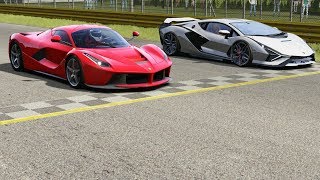 Ferrari LaFerrari vs Lamborghini Sian at Monza Full Course [upl. by Roderigo]