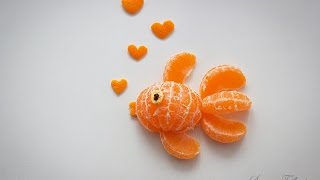 Fruit Art  Making Tangerine Fish and Turtle [upl. by Elman159]