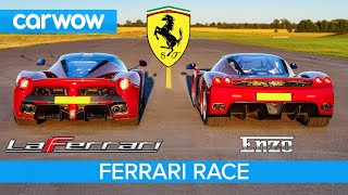 Ferrari Enzo vs LaFerrari  RACE amp BRAKE TEST [upl. by Aihsetan287]