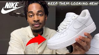 HOW TO KEEP CLEAN AIR FORCE 1 AND REDUCE CREASING OVERTIME Best Method For Weekly Wear [upl. by Sherri]