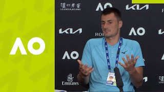 Bernard Tomic quotHe played unbelievablequot press conference 2R  Australian Open 2021 [upl. by Nnayelsel]