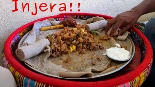 How to eat typical Ethiopian food Injera [upl. by Kirwin]