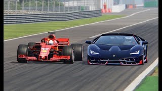 Ferrari F1 2018 vs Lamborghini Centenario  Monza [upl. by Miguelita440]