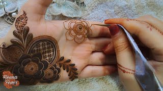 Latest Bold Floral Patches Mehndi Design 2024  Step by Step Tutorial  Henna fever [upl. by Yong606]