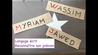 Langage écrit  reconnaître son prénom [upl. by Hgielrahc]