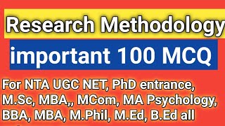 Research Methodology MCQ Important 100 MCQ of research methodology Research process [upl. by Deeann877]