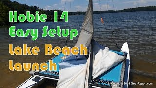 Hobie 14 Easy Setup  From the lake beach to sailing [upl. by Linders]