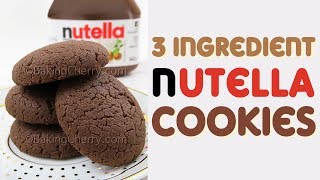 3 INGREDIENT NUTELLA COOKIES  Easy Recipe  Baking Cherry [upl. by Ahsimin]