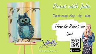 Super easy owl painting beginner art lesson [upl. by Atrice916]