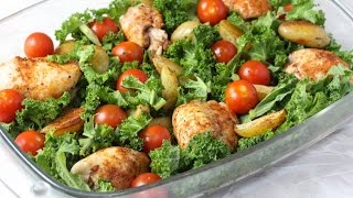 One Pan Cajun Chicken Potato amp Kale Traybake  Easy Family Dinner [upl. by Ainaj866]