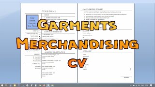 Garments Merchandising CV Format  Episode 47 [upl. by Leandra]