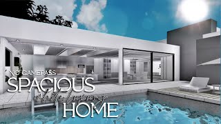 Bloxburg No Gamepass  Spacious White Luxury Home  Family Modern Mansion Speebuild [upl. by Ardnola562]