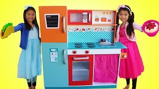 Wendy amp Emma Pretend Play w Giant Kitchen Cooking Toy Compilation [upl. by Nola]