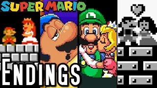 Super Mario ALL ENDINGS 19851995 SNES NES [upl. by Retloc]