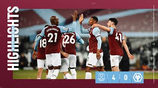 EXTENDED HIGHLIGHTS  WEST HAM UNITED 40 WOLVES [upl. by Yelrehs]