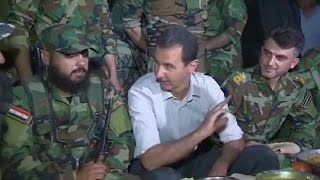 Syria Assad pays rare frontline visit [upl. by Hebrew]