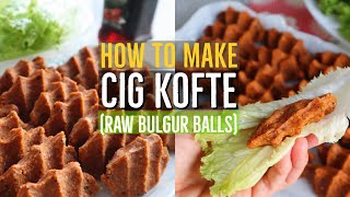 Cig Kofte Recipe  Turkish Style Raw Meatless Bulgur Balls  Turkish Food [upl. by Hegarty]