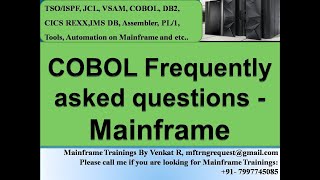 Mainframe Interview Questions on COBOL module  Part1 [upl. by Ellerol]