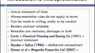 Misrepresentation Lecture 1 of 4 [upl. by Rheingold]