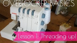 Overlocker Basics  Lesson 1  How to thread up your OverlockerSerger [upl. by Aztilem794]