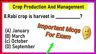 Class 8 Science  Chapter 1 Crop Production And Management MCQ  Class 8 Science Chapter 1 MCQ [upl. by Arnon244]