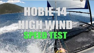 Hobie 14 full power 25 to 30 knots of wind [upl. by Ecadnac]