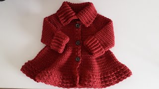 Crochet 29 How to crochet a high neck coat for a girl Part 1 [upl. by Ibot768]