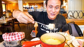 Swiss Food Tour  CHEESE FONDUE and Jumbo Cordon Bleu in Zurich Switzerland [upl. by Nautna]