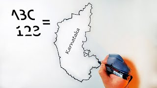 Easy trick to draw the map of Karnataka using letters and numbers [upl. by Neelia]