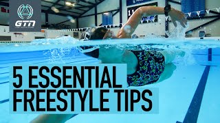 5 Tips To Improve Your Freestyle Swimming Stroke  Front Crawl Technique Improvements [upl. by Ecnal]